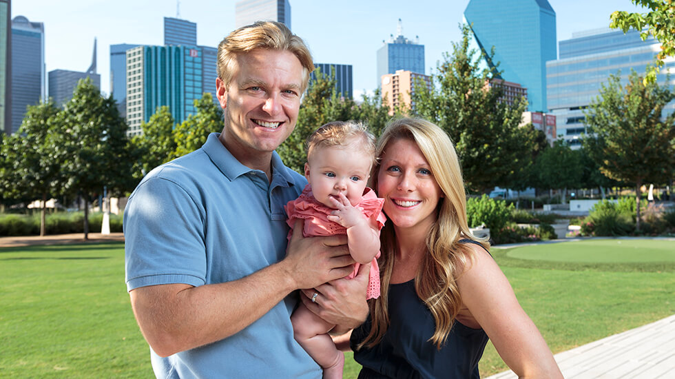 Jennifer and her husband and baby daughter Harper