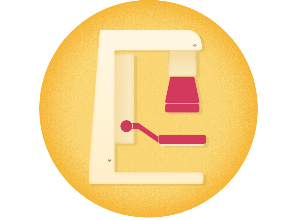 Illustration of a mammography x-ray machine