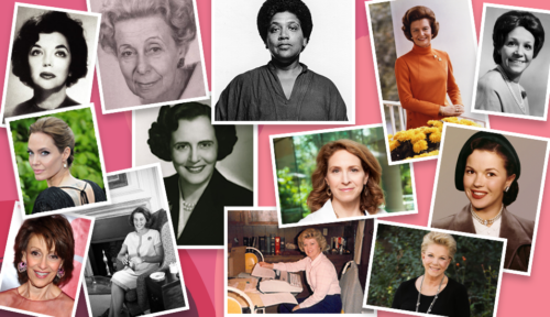 Collage image of women involved in breast cancer support, research, and advocacy